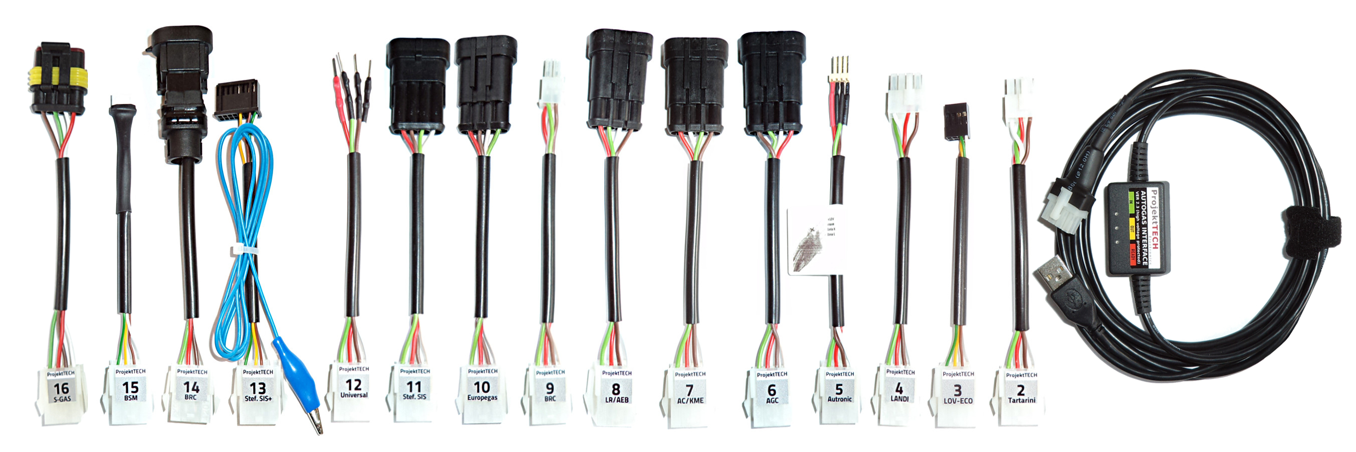 Set of 16 cables kme, stag, autronic, just heavy, tartarini, lendi, lov-eco, compact, landi renzo, brc, s-gas, europegas, stefanelli, universal, sis, bsm