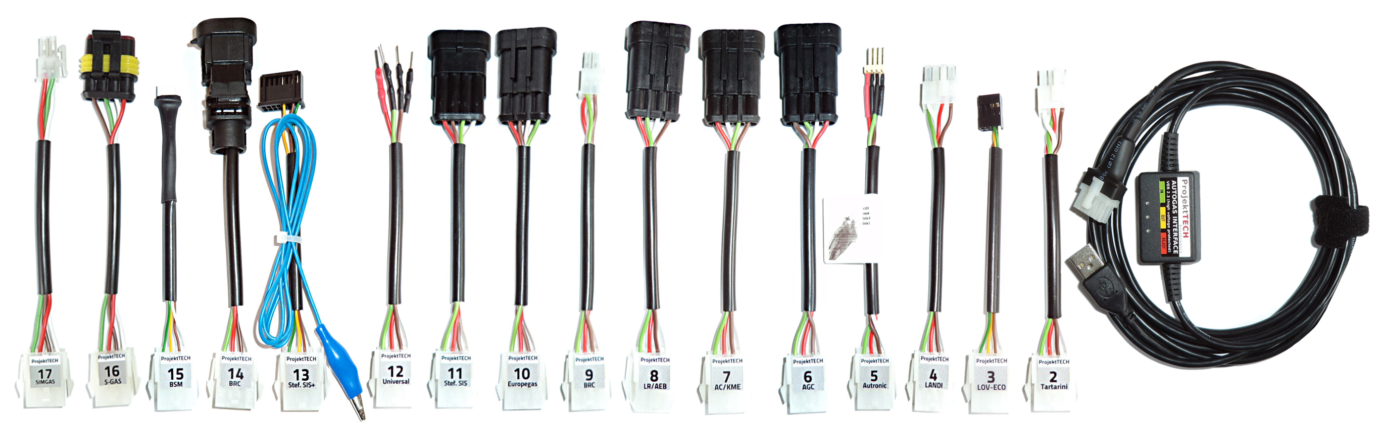 Set of 17 cables kme, stag, lov-eco, compact, landi renzo, brc, s-gas, europegas, stefanelli, universal, sis, bsm, autronic, just heavy, tartarini, lendi, simgas